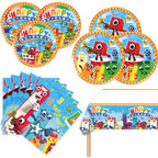 Fuyhiuous Number Blocks Party Supplies 41-Pack – Plates, Napkins & Tablecloth for Birthday Decor