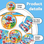 Fuyhiuous Number Blocks Party Supplies 41-Pack – Plates, Napkins & Tablecloth for Birthday Decor