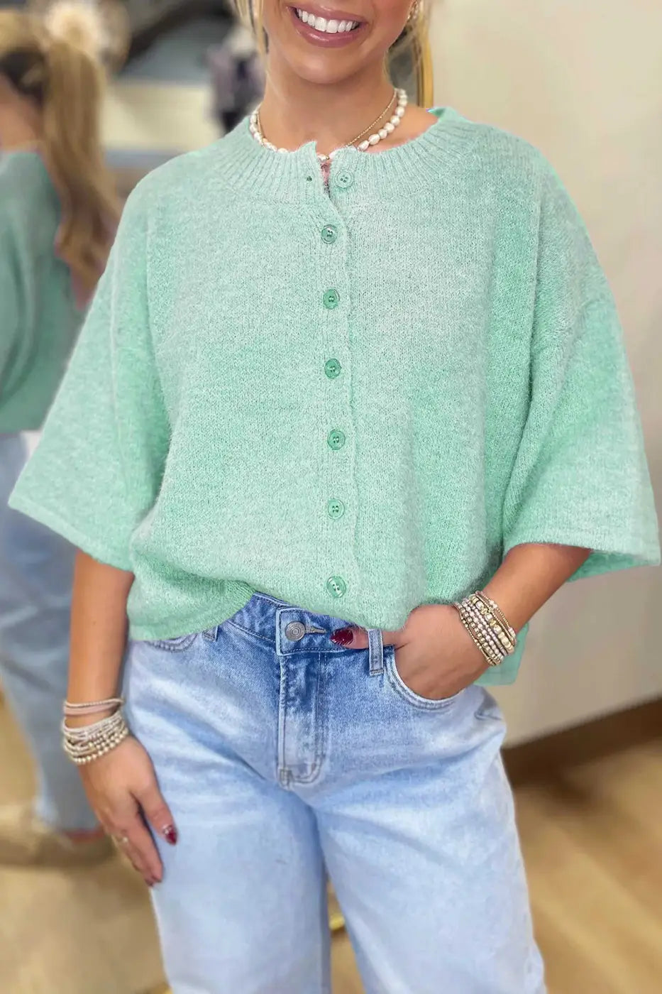 Pastel Fuzzy Knit Boxy Cardigan