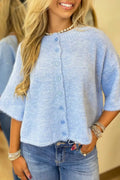 Pastel Fuzzy Knit Boxy Cardigan