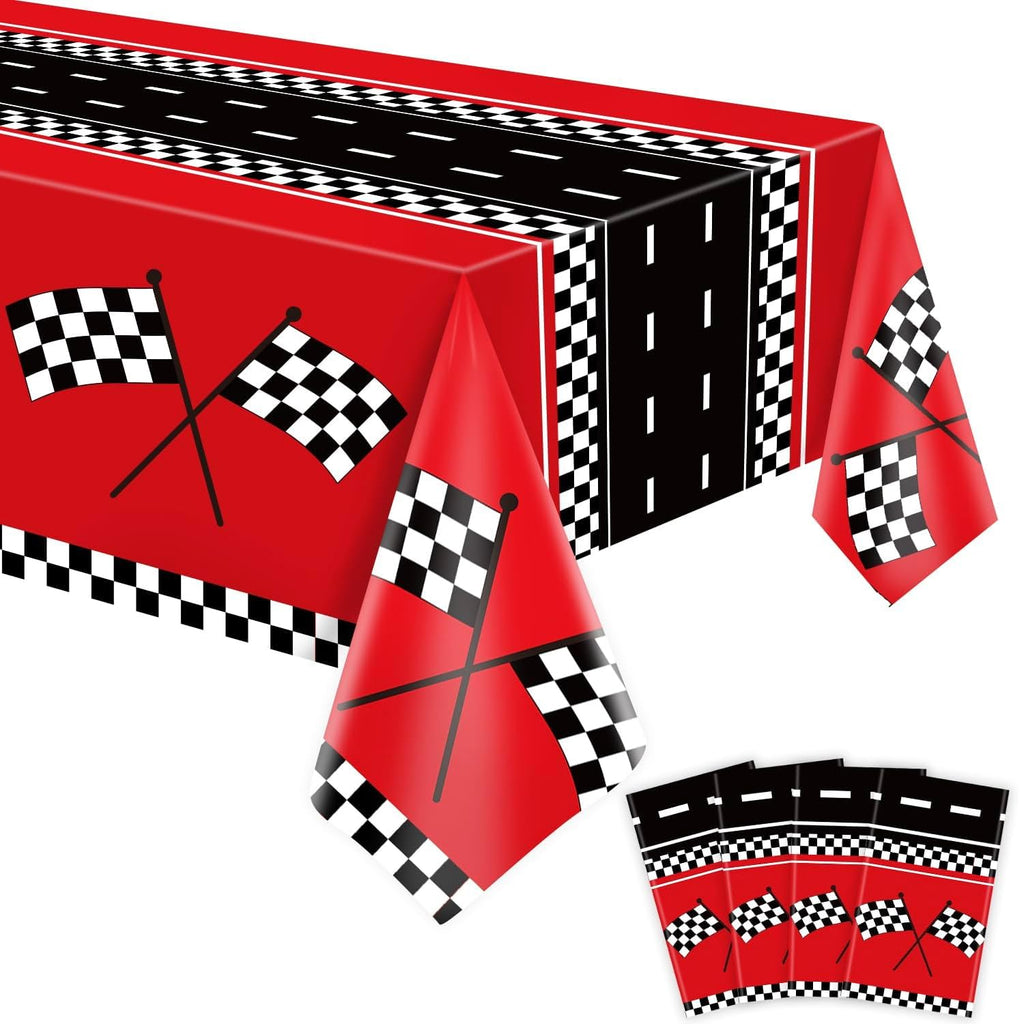 FVEOCR 4 Pcs Racing Car Tablecloths – 51 x 86 in Waterproof Party Table Covers