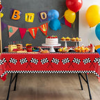 FVEOCR 4 Pcs Racing Car Tablecloths – 51 x 86 in Waterproof Party Table Covers