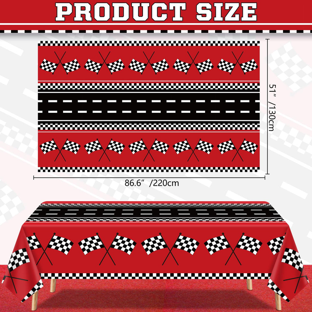 FVEOCR 4 Pcs Racing Car Tablecloths – 51 x 86 in Waterproof Party Table Covers