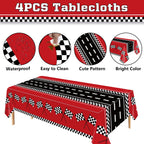FVEOCR 4 Pcs Racing Car Tablecloths – 51 x 86 in Waterproof Party Table Covers