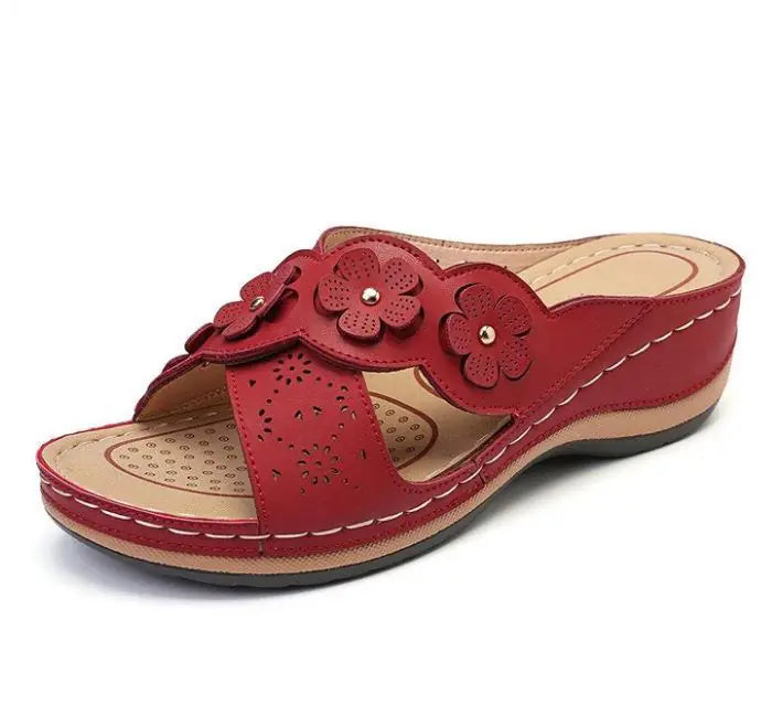 Vintage Floral Beach Sandals – Women’s Casual Flat Slip-On Shoes