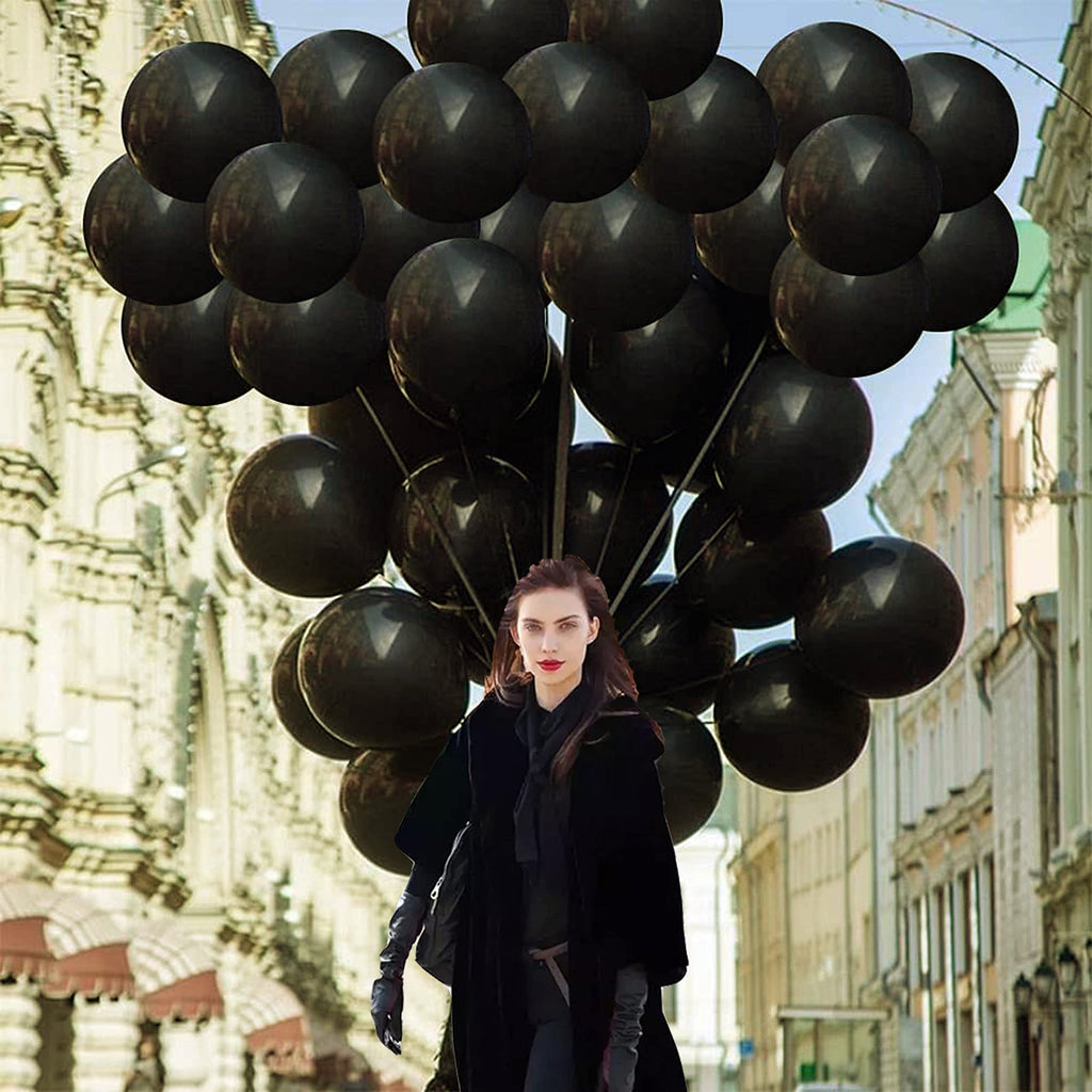 GaesQae Black Balloons 12-Inch Pack for Halloween Decorations - 100Pcs Latex Balloons