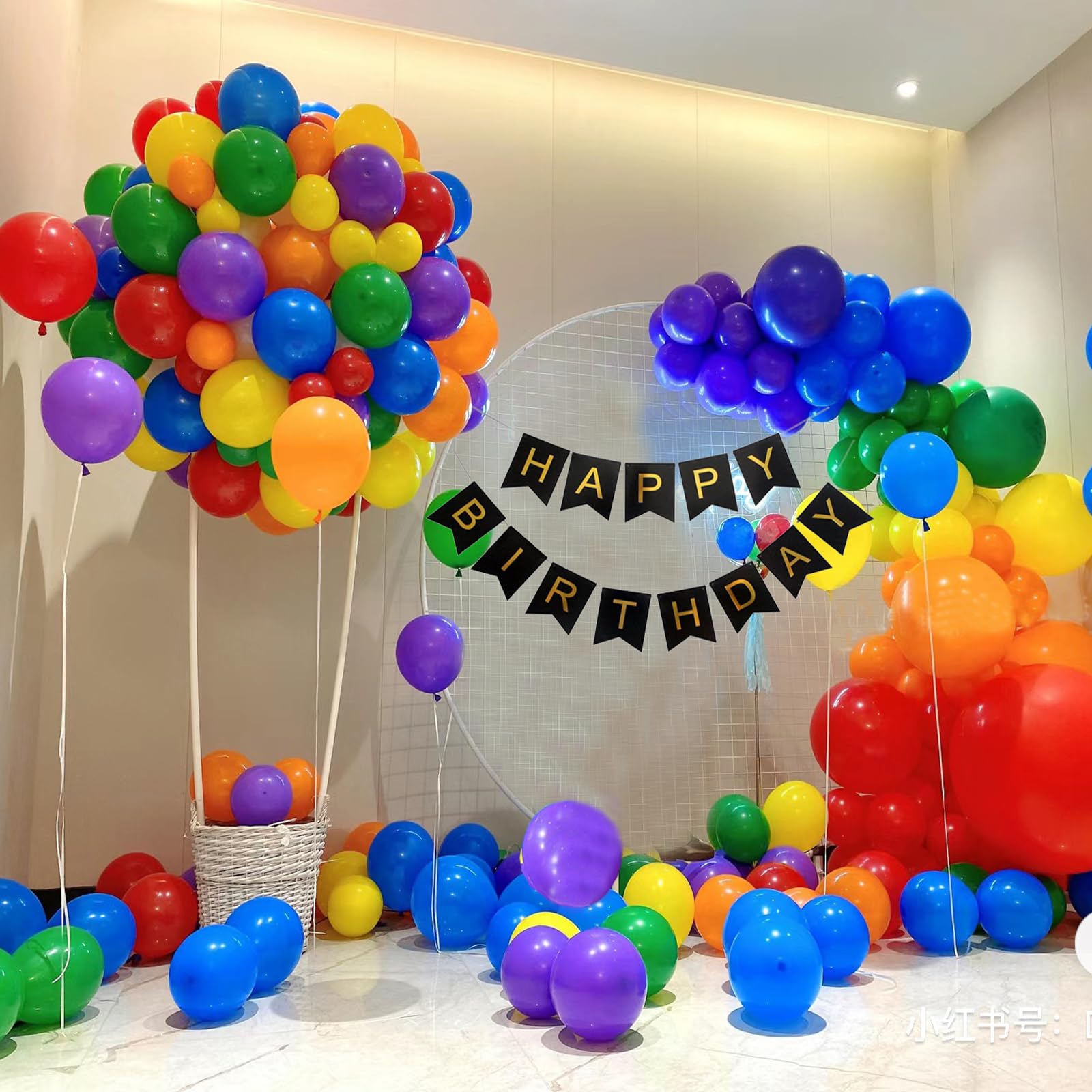 GaesQae 164pcs Rainbow Balloons Kit for Balloon Arch - 7 Colors (5in & 12in)