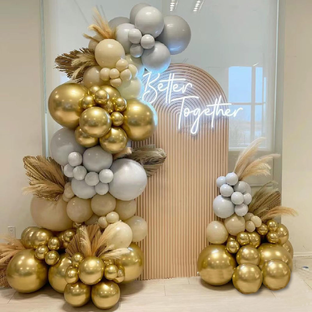 GaesQae 137pcs Metallic Gold Balloons Kit – 18/12/10/5 Inch Latex Balloons for Birthday & Wedding Decor