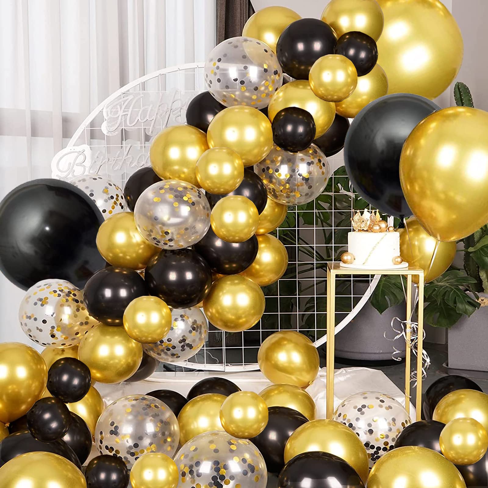 GaesQae 137pcs Metallic Gold Balloons Kit – 18/12/10/5 Inch Latex Balloons for Birthday & Wedding Decor