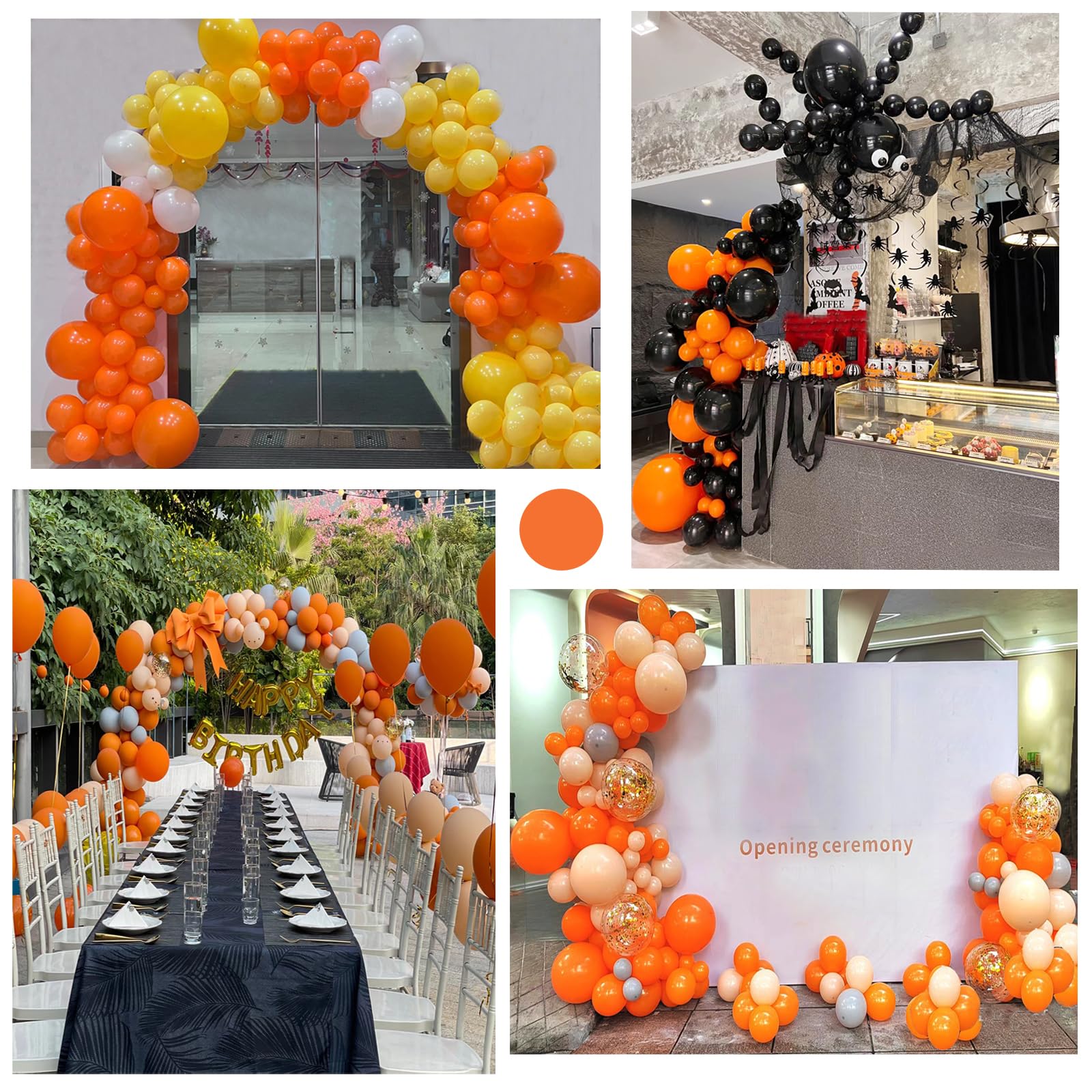 GaesQae 154pcs Orange Balloons Kit for Balloon Arch - 5/10/12/18in, Halloween Party Decor