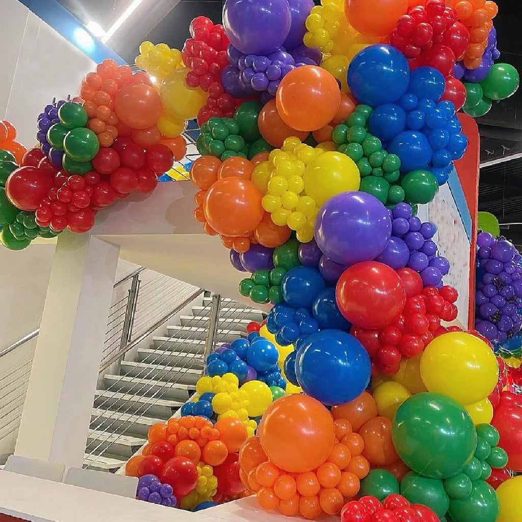 GaesQae 164pcs Rainbow Balloons Kit for Balloon Arch - 7 Colors (5in & 12in)