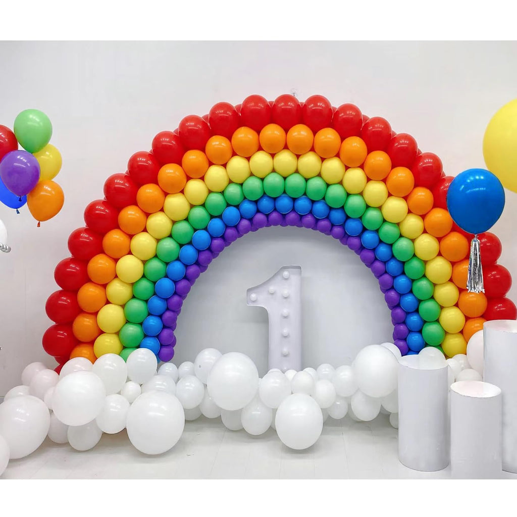 GaesQae 164pcs Rainbow Balloons Kit for Balloon Arch - 7 Colors (5in & 12in)