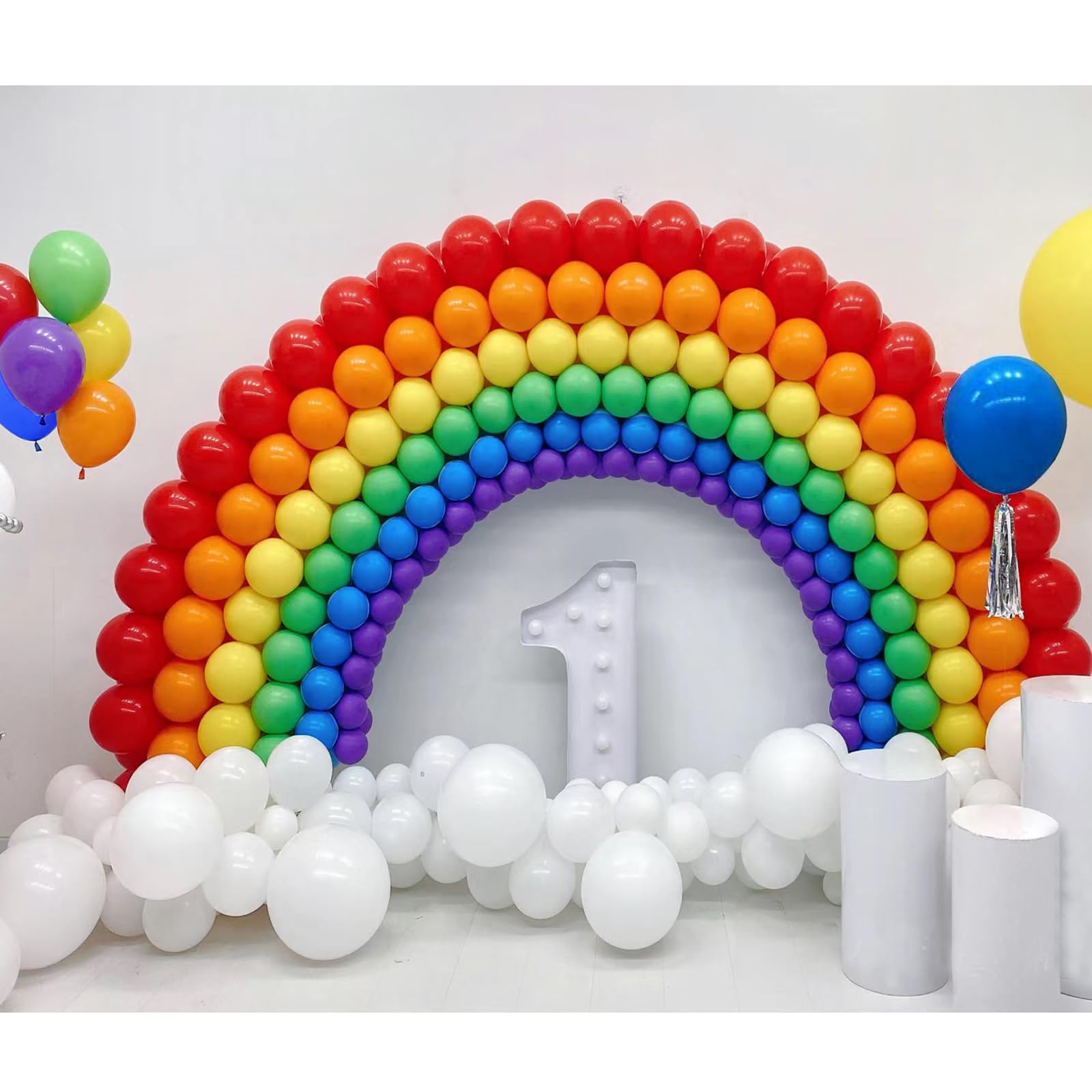 GaesQae 164pcs Rainbow Balloons Kit for Balloon Arch - 7 Colors (5in & 12in)