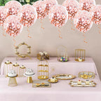 GaesQae 25pcs Rose Gold Confetti Balloons – 12in Latex with Inside Gold Foil Confetti