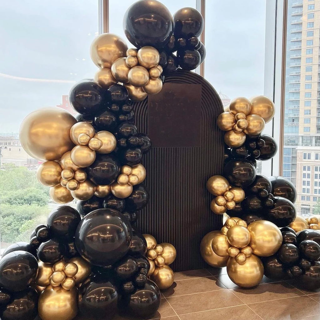 GaesQae 137pcs Metallic Gold Balloons Kit – 18/12/10/5 Inch Latex Balloons for Birthday & Wedding Decor