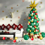 GaesQae 96pcs Christmas Balloon Garland Arch Kit – Green, Red & Gold Latex Balloons with Gold Starburst