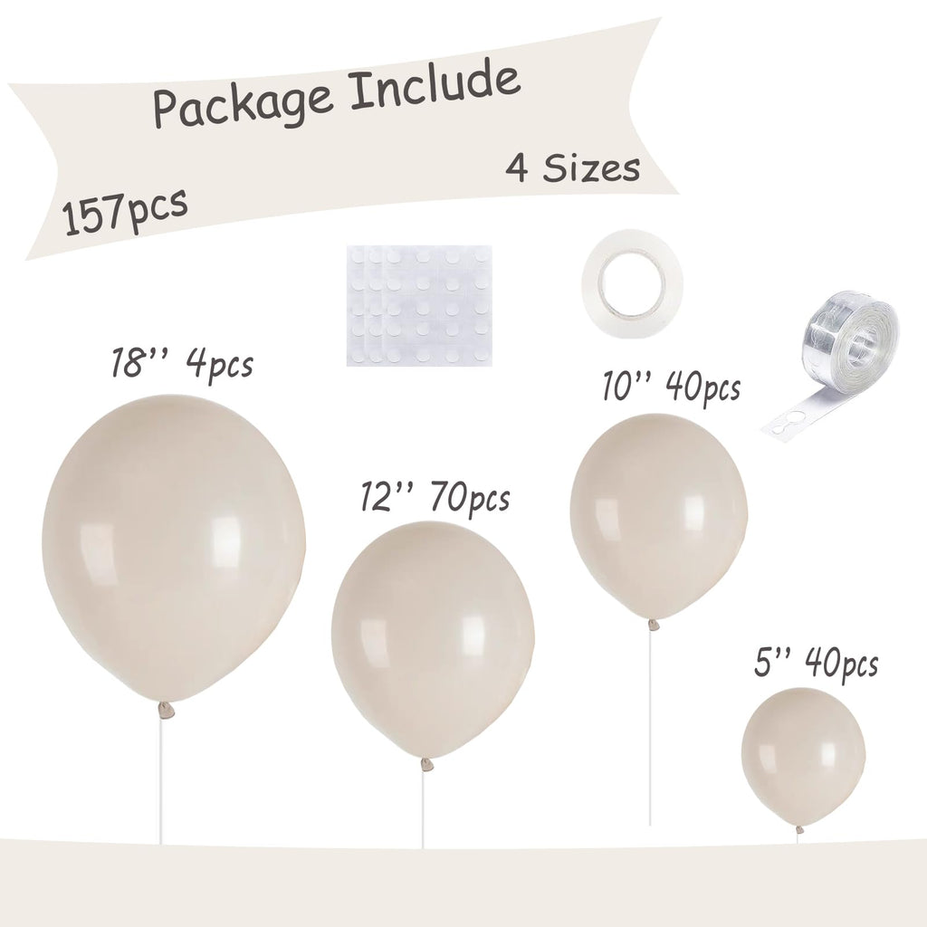 GaesQae 154pcs Ivory White Balloons Garland Kit — 5/10/12/18 in for Weddings & Parties