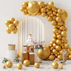GaesQae 137pcs Metallic Gold Balloons Kit – 18/12/10/5 Inch Latex Balloons for Birthday & Wedding Decor