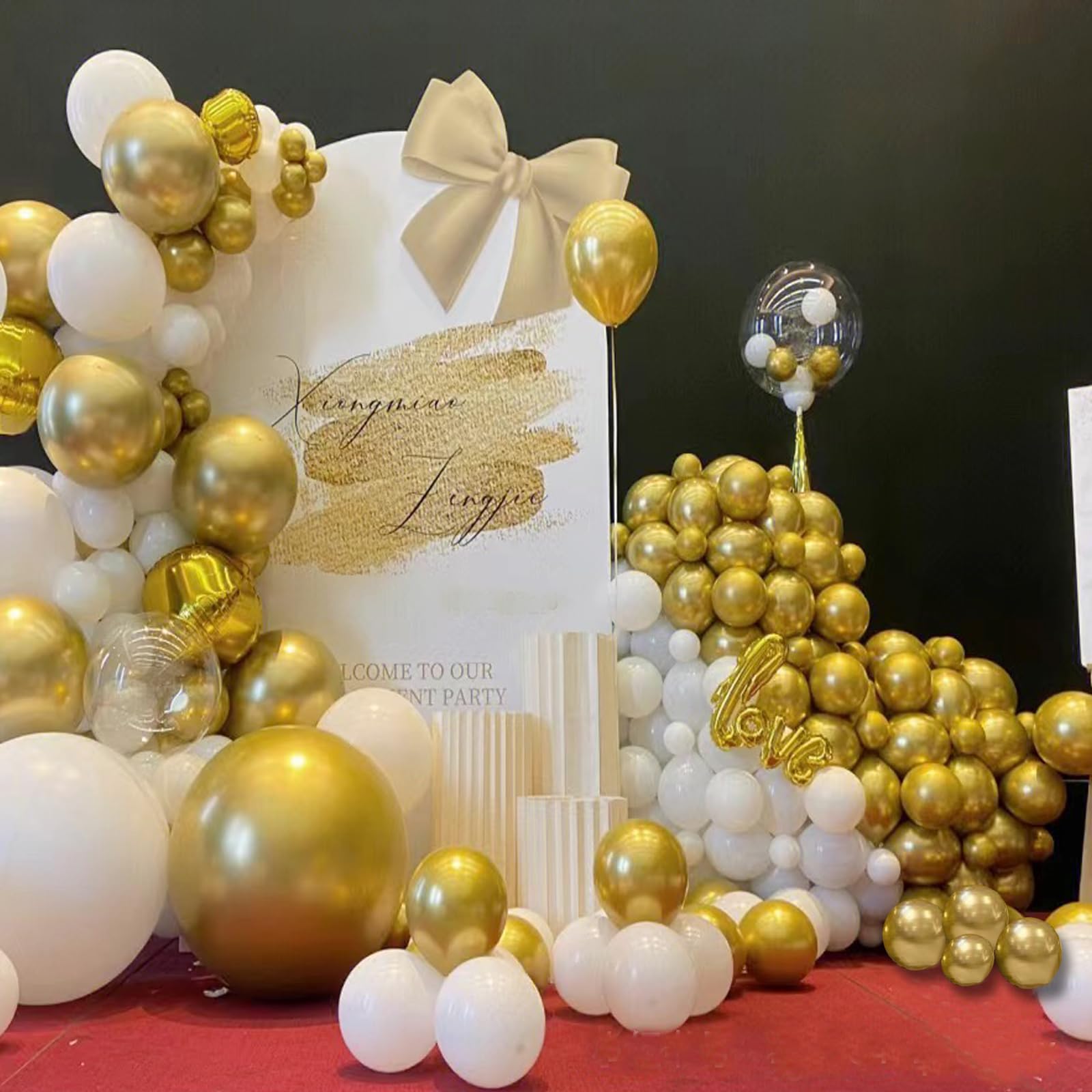 GaesQae 137pcs Metallic Gold Balloons Kit – 18/12/10/5 Inch Latex Balloons for Birthday & Wedding Decor