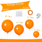 GaesQae 154pcs Orange Balloons Kit for Balloon Arch - 5/10/12/18in, Halloween Party Decor