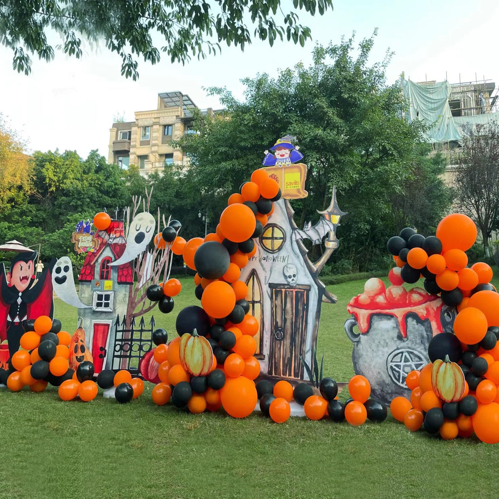 GaesQae 154pcs Orange Balloons Kit for Balloon Arch - 5/10/12/18in, Halloween Party Decor