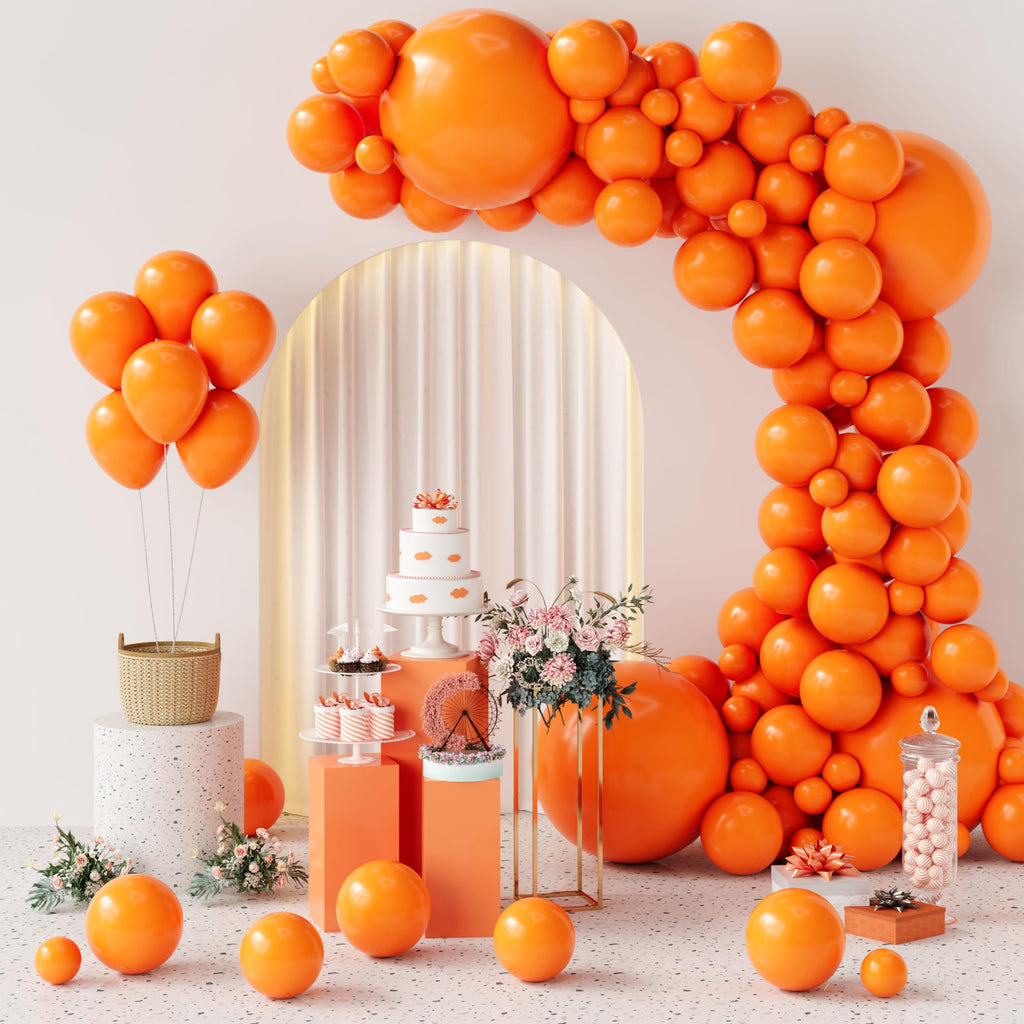 GaesQae 154pcs Orange Balloons Kit for Balloon Arch - 5/10/12/18in, Halloween Party Decor