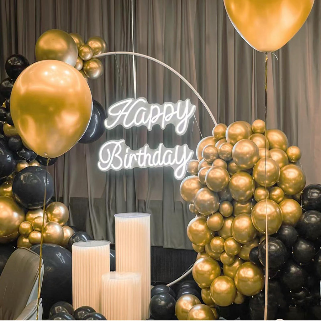 GaesQae 137pcs Metallic Gold Balloons Kit – 18/12/10/5 Inch Latex Balloons for Birthday & Wedding Decor
