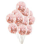 GaesQae 25pcs Rose Gold Confetti Balloons – 12in Latex with Inside Gold Foil Confetti