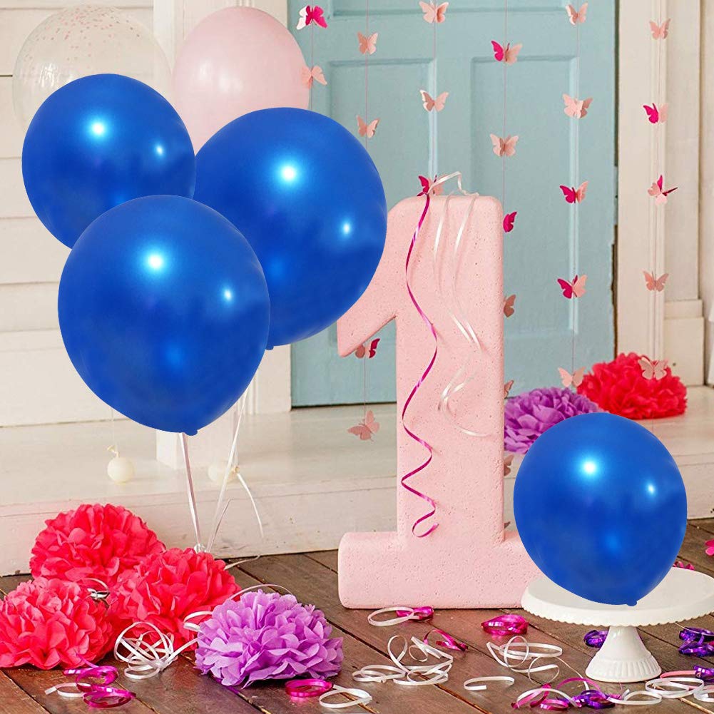 GaesQae Royal Blue Balloons - 100 Pack, 12in Latex Party Decor