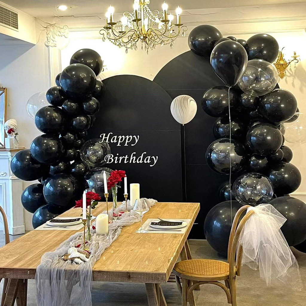 GaesQae Black Balloons 12-Inch Pack for Halloween Decorations - 100Pcs Latex Balloons