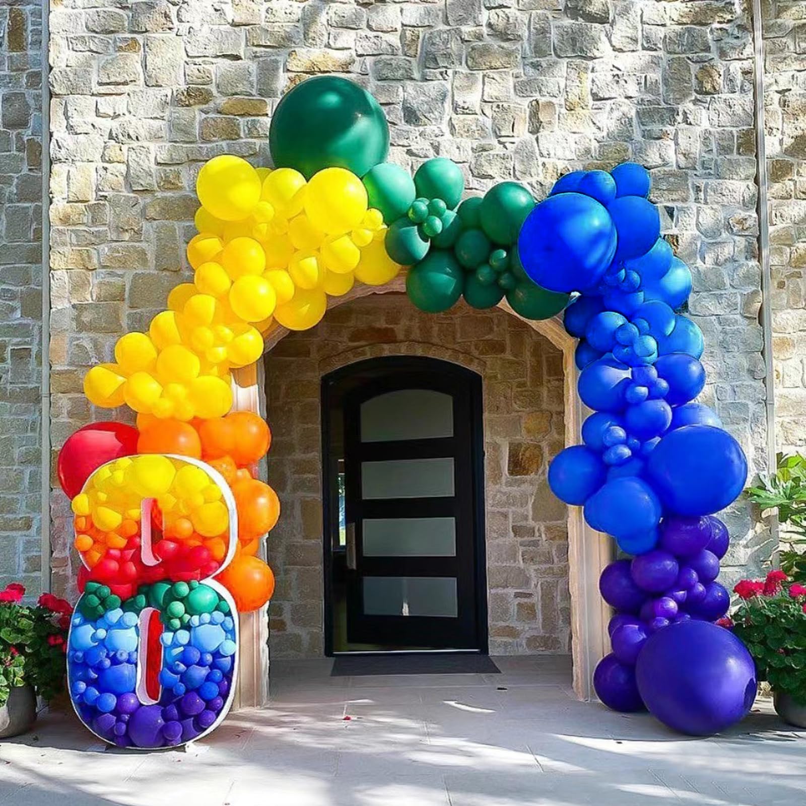 GaesQae 164pcs Rainbow Balloons Kit for Balloon Arch - 7 Colors (5in & 12in)