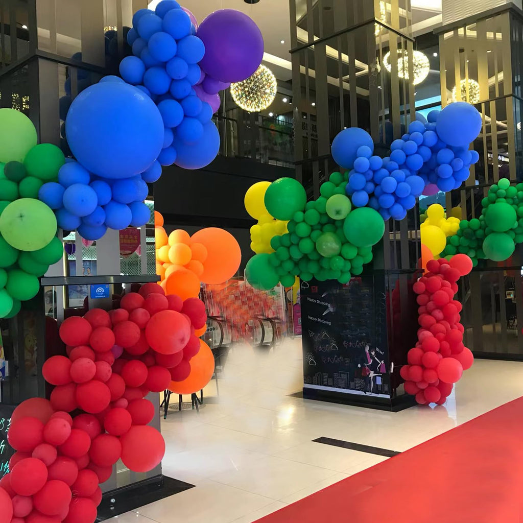 GaesQae 164pcs Rainbow Balloons Kit for Balloon Arch - 7 Colors (5in & 12in)