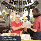 GAGAKU Happy Retirement Banner – Black & Gold Party Decorations Kit
