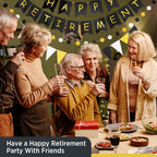 GAGAKU Happy Retirement Banner – Black & Gold Party Decorations Kit