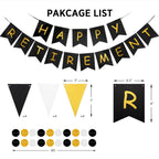 GAGAKU Happy Retirement Banner – Black & Gold Party Decorations Kit