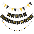 GAGAKU Happy Retirement Banner – Black & Gold Party Decorations Kit