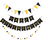 GAGAKU Happy Retirement Banner – Black & Gold Party Decorations Kit