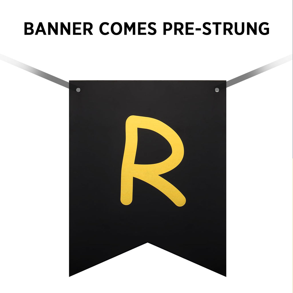 GAGAKU Happy Retirement Banner – Black & Gold Party Decorations Kit