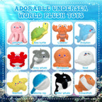 Gaiaring 38 Pcs Adopt-A-Sea Animal Party Favors – Mini Plush Sea Animals, Boxes, Adoption Cards & Signboard