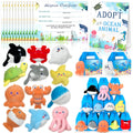 Gaiaring 38 Pcs Adopt-A-Sea Animal Party Favors – Mini Plush Sea Animals, Boxes, Adoption Cards & Signboard