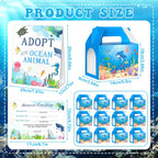 Gaiaring 38 Pcs Adopt-A-Sea Animal Party Favors – Mini Plush Sea Animals, Boxes, Adoption Cards & Signboard