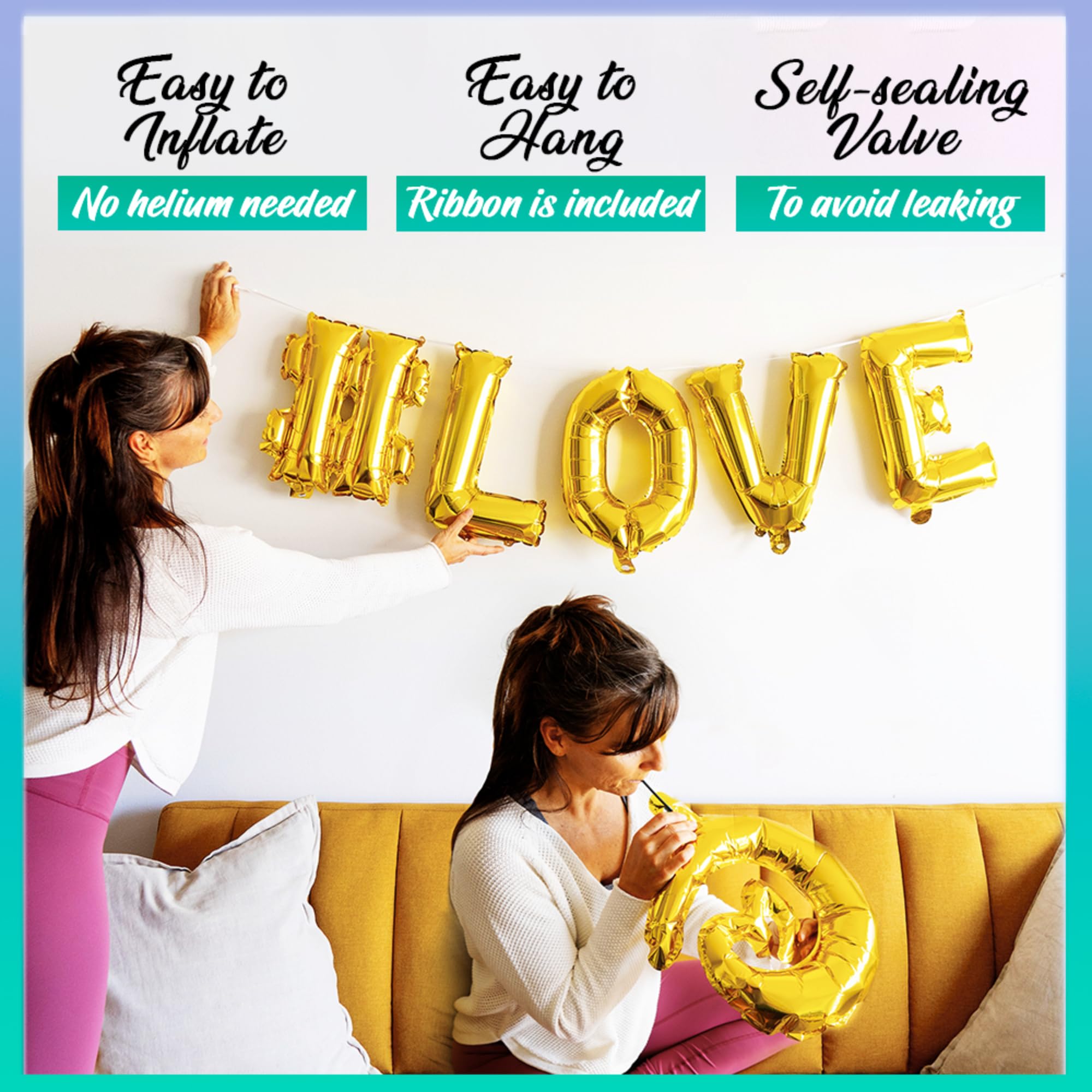 Gala Supplies 52Pcs Gold Letter Balloons – 16-Inch Foil Alphabet Set for Custom Names, Banners & Occasions
