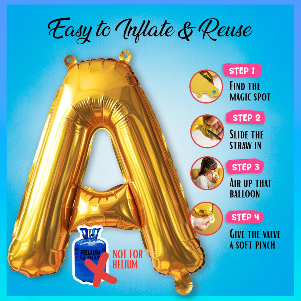 Gala Supplies 52Pcs Gold Letter Balloons – 16-Inch Foil Alphabet Set for Custom Names, Banners & Occasions