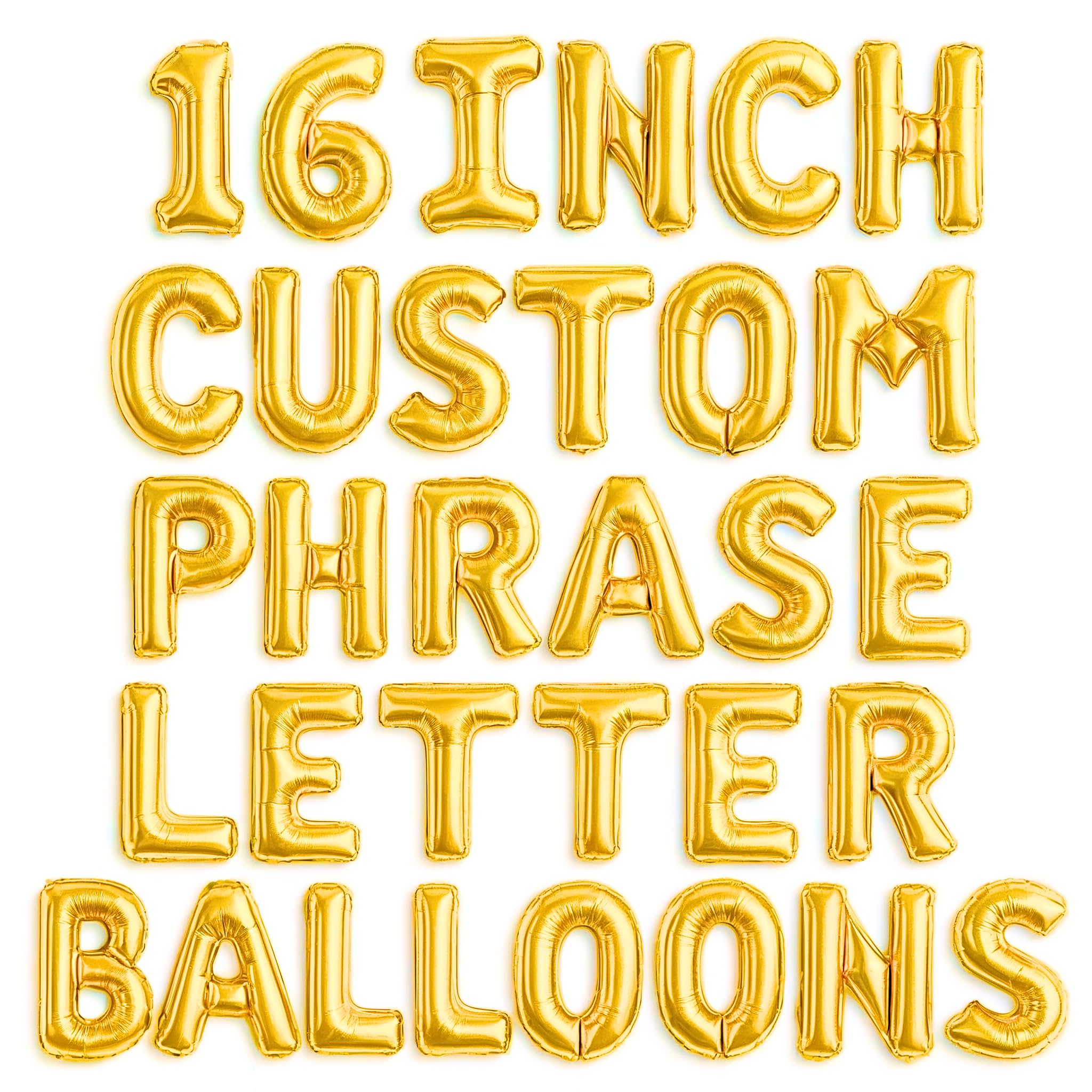 Gala Supplies 52Pcs Gold Letter Balloons – 16-Inch Foil Alphabet Set for Custom Names, Banners & Occasions