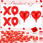 Ganeen Red Valentine Balloons Kit – XOXO Letters, 18 Inch Heart Balloons, 24 LED Candles, 2000 Petals