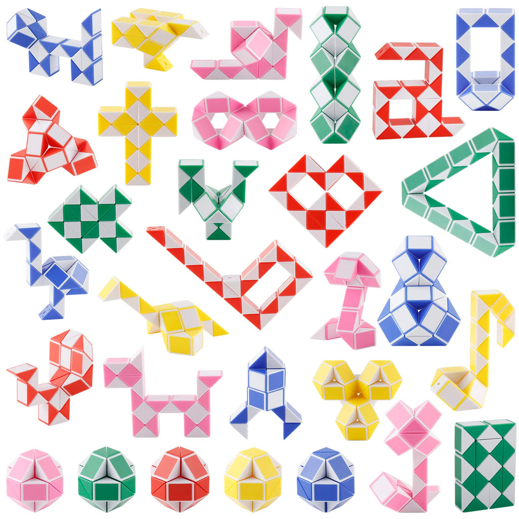 Ganowo 30-Pack Fidget Snake Cube Twist Puzzles – Random Colors, Party Favors & Stocking Stuffers