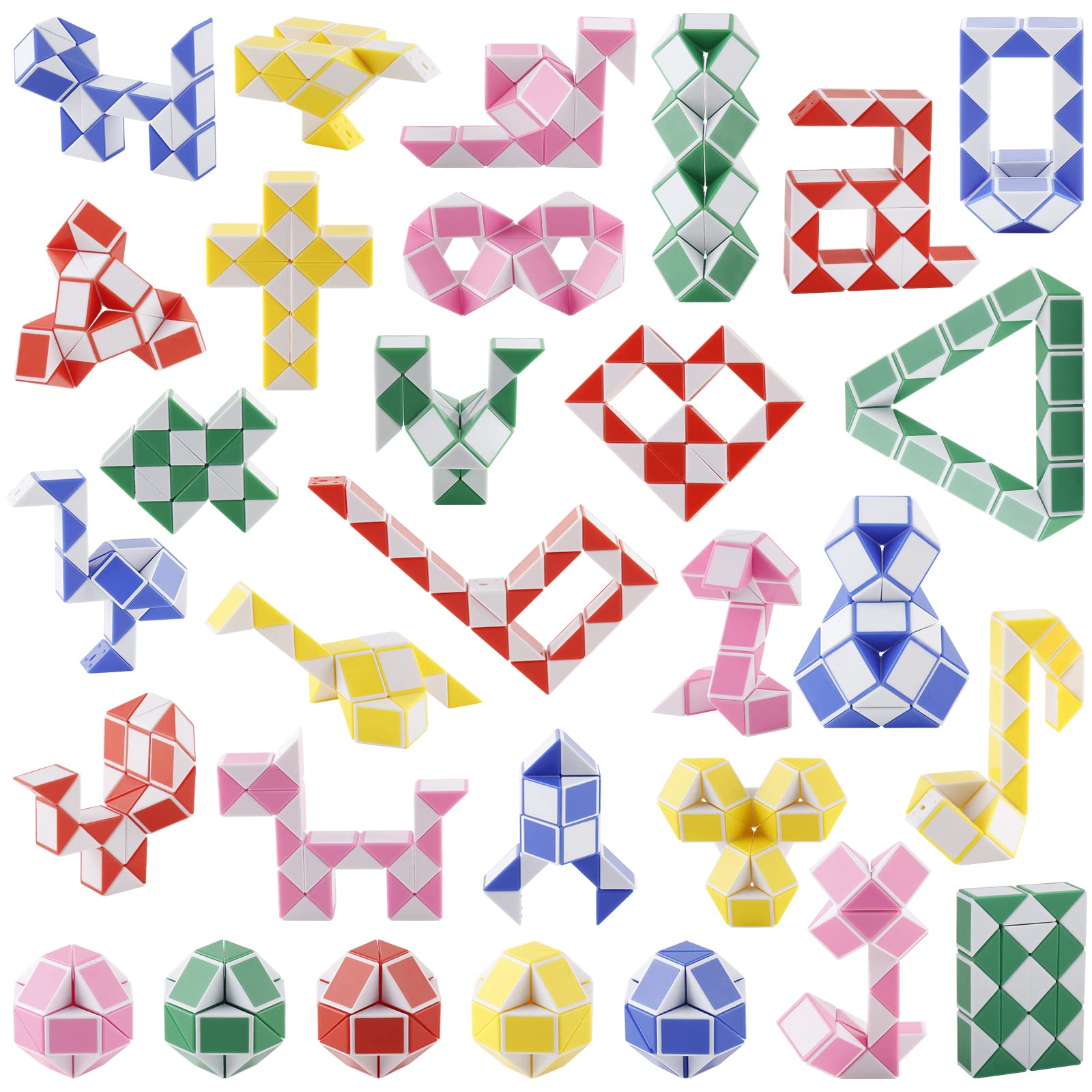 Ganowo 30-Pack Fidget Snake Cube Twist Puzzles – Random Colors, Party Favors & Stocking Stuffers