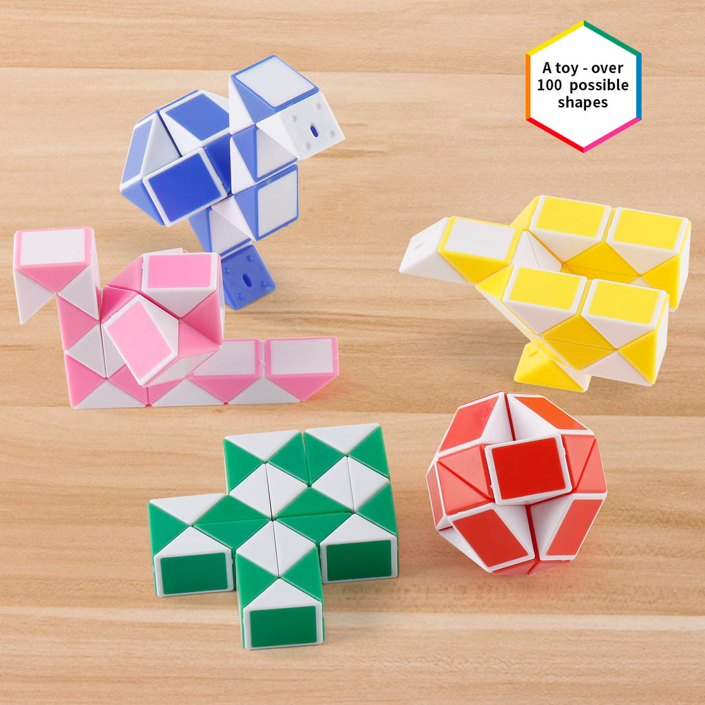 Ganowo 30-Pack Fidget Snake Cube Twist Puzzles – Random Colors, Party Favors & Stocking Stuffers
