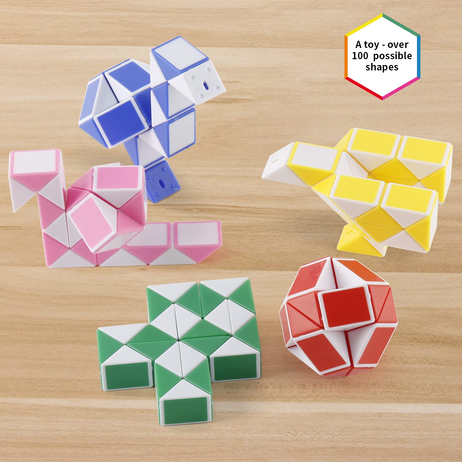 Ganowo 30-Pack Fidget Snake Cube Twist Puzzles – Random Colors, Party Favors & Stocking Stuffers