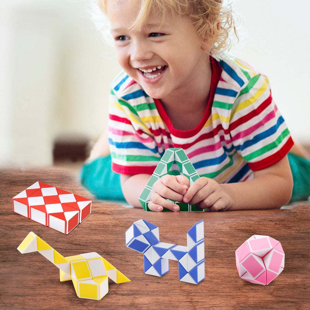 Ganowo 30-Pack Fidget Snake Cube Twist Puzzles – Random Colors, Party Favors & Stocking Stuffers